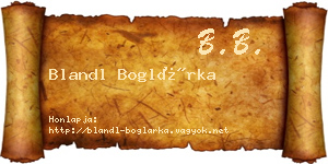 Blandl Boglárka névjegykártya